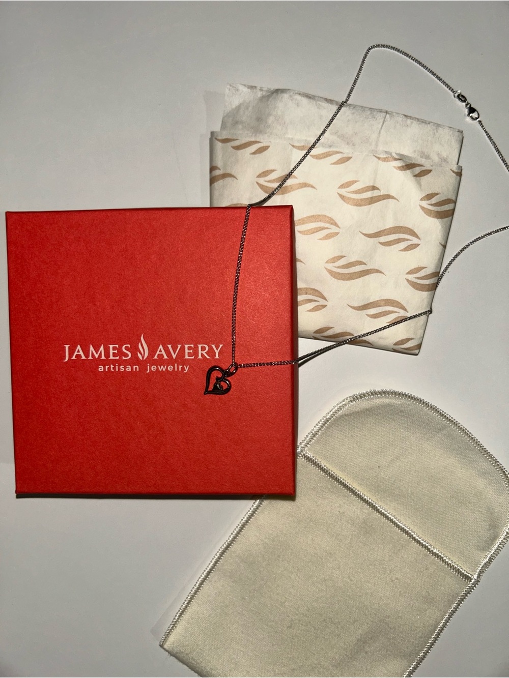 James Avery Silver Open Double Heart Necklace with Red Box - Picture 2 of 2